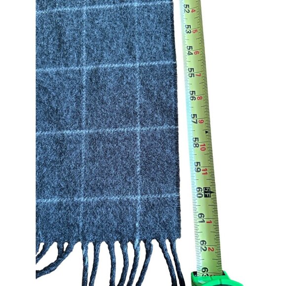 Chaps Windowpane Check Scarf With Fringe Made In Italy Charcoal Gray - Picture 6 of 6